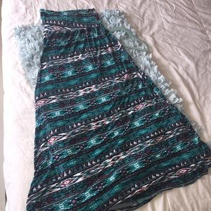 FUN TURQUOISE PRINT MAXI SKIRT